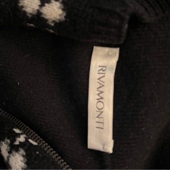 Rivamonti 100% Wool Fair Isle Vest Black White Full Zip Italy Woman’s Size Large - Picture 4 of 7